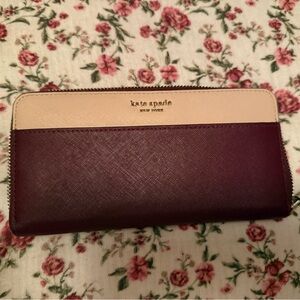 Kate Spade Maroon and Cream Wallet